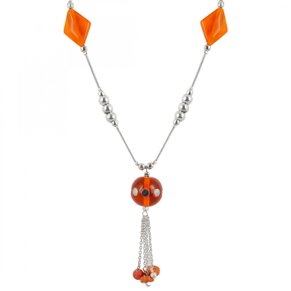 stone beads fashion silver necklace