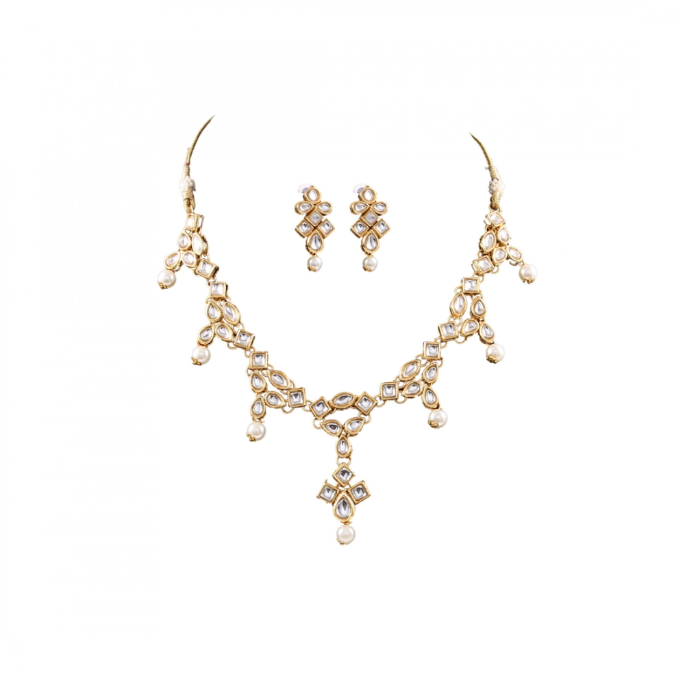 designer pearl gold plated kundan necklace set