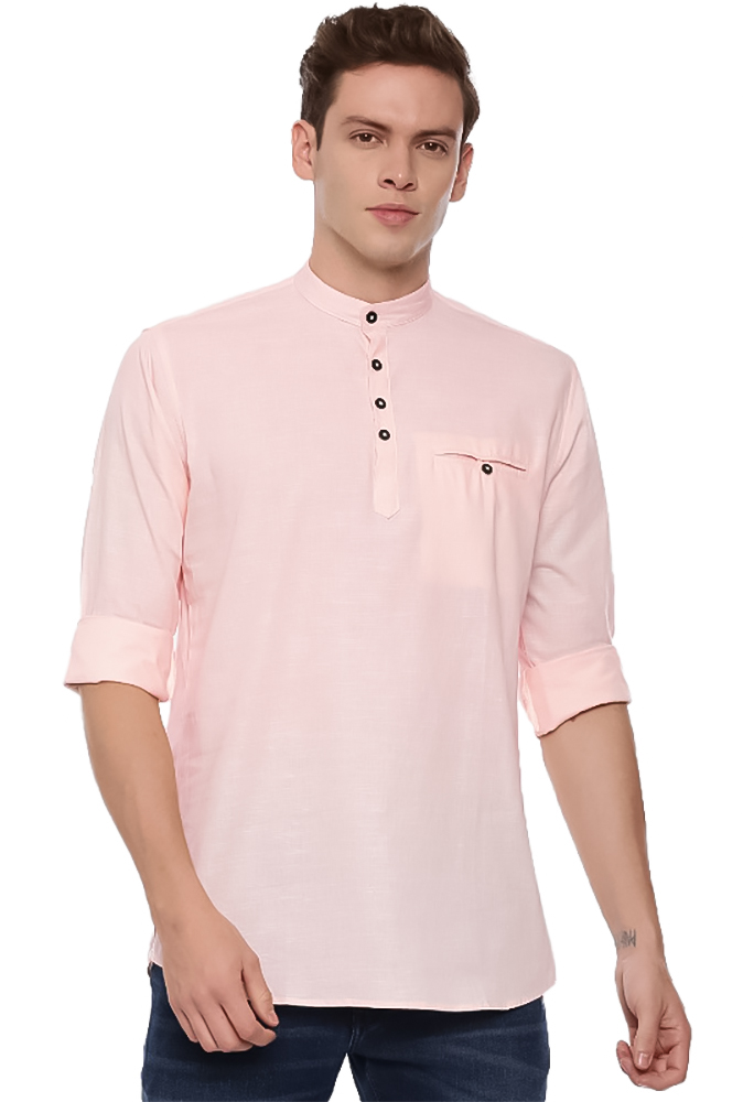 Generic Men's Cotton Slim Fit Casual Shirt (Material: Cotton, (Color:Pink)