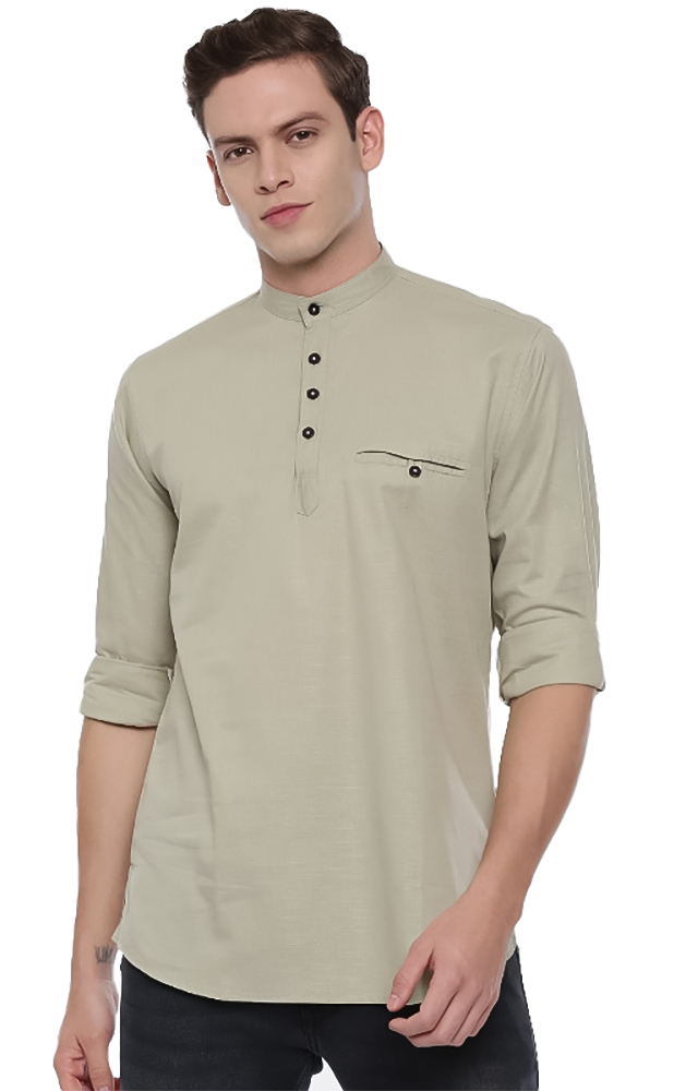 Generic Men's Cotton Slim Fit Casual Shirt (Material: Cotton, (Color:Grey)