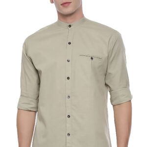 Generic Men's Cotton Slim Fit Casual Shirt (Material: Cotton, (Color:Grey)