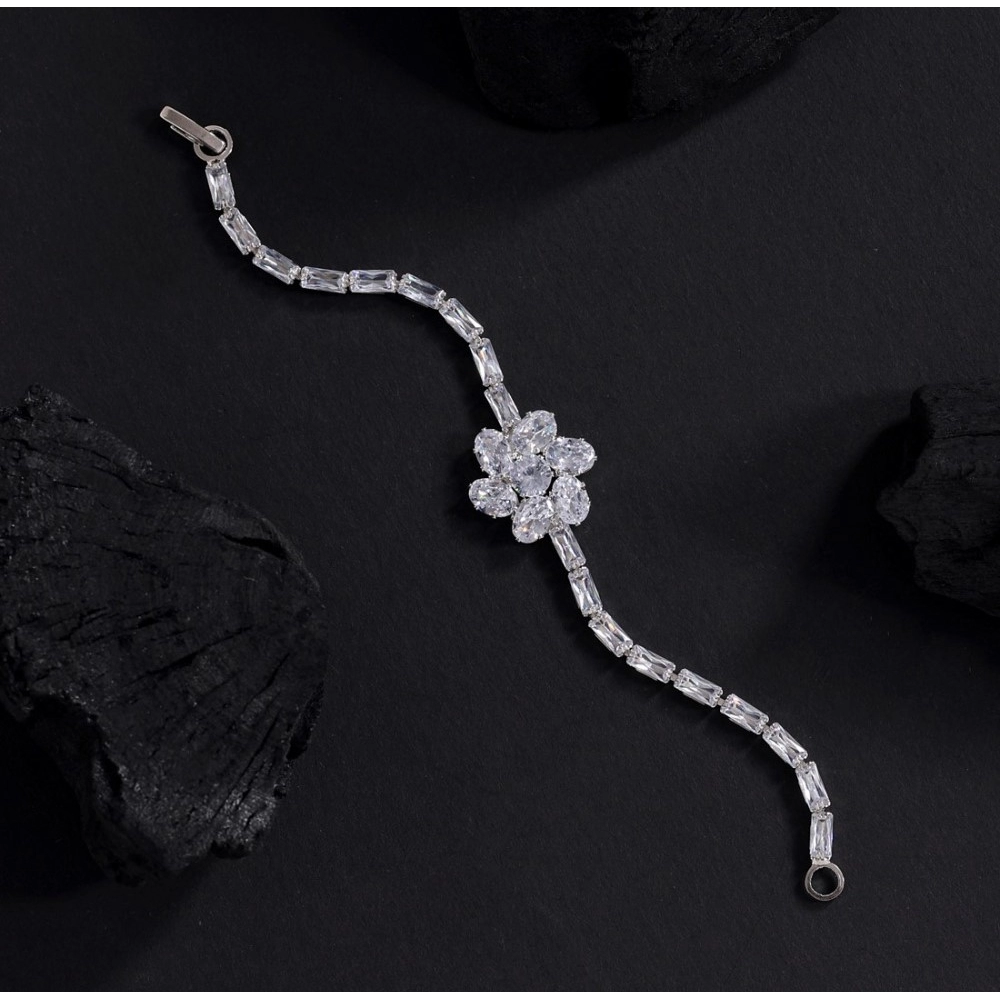 generic women's white color rhinestone adjustable bracelet