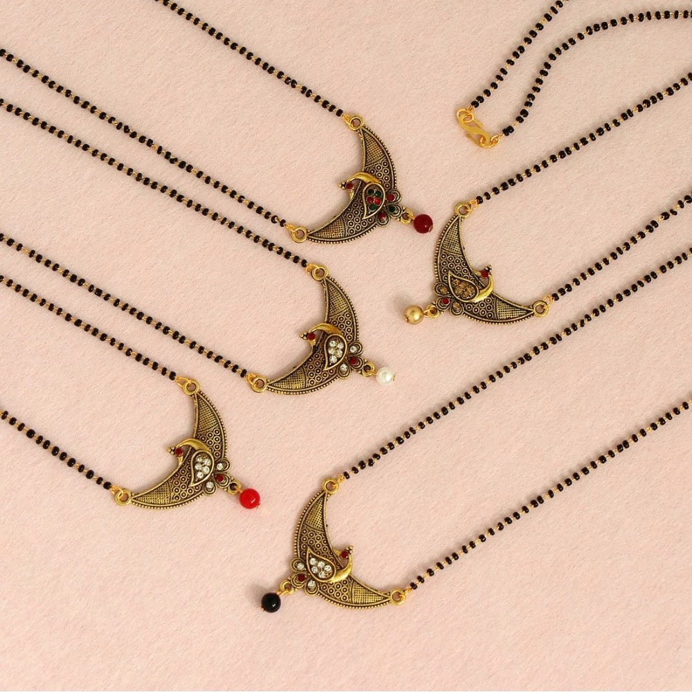 generic women's multi color 5 piece of mangalsutra combo