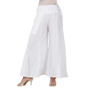 Generic Women's Casual Cotton Solid Palazzo (White)