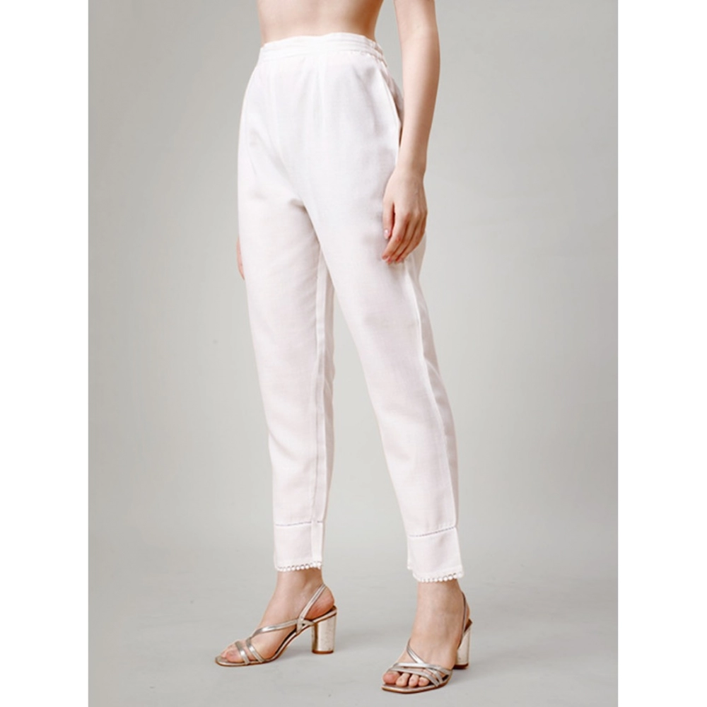 Generic Women's Casual 3-4 th Sleeve Embroidery Cotton Kurti Pant Set (Purple) - Image 2