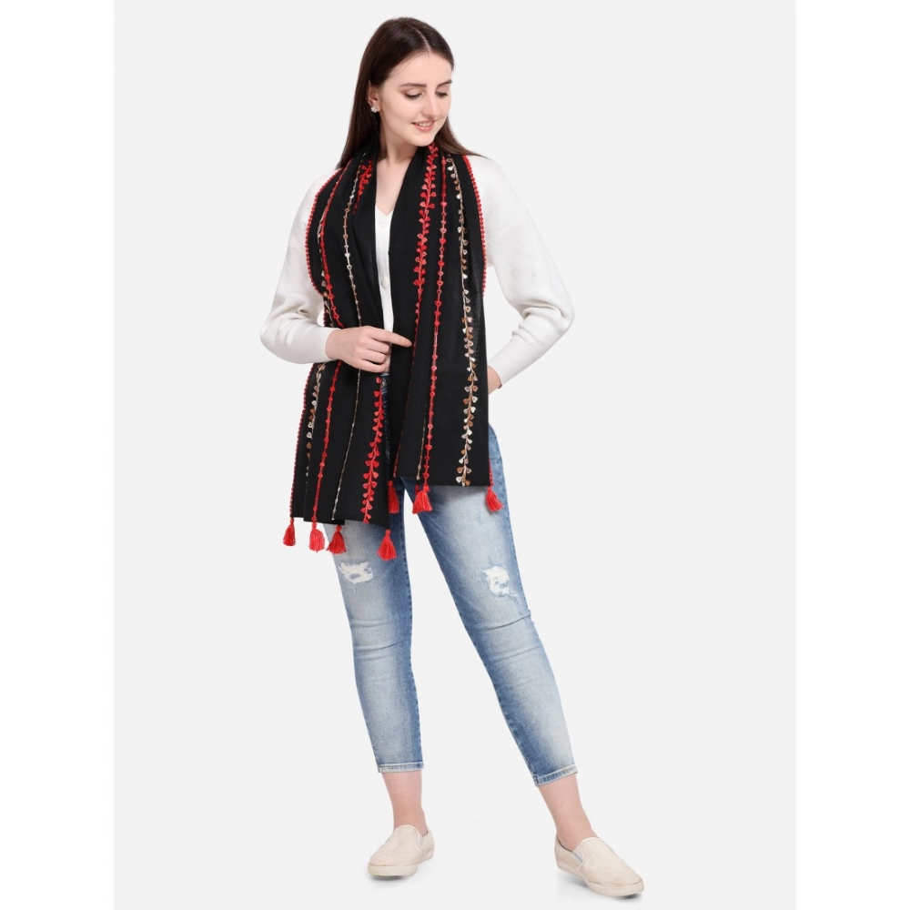Generic Women's Cotton Opaque Stole (Black , Length: 1.5 to 2 Mtr) - Image 2