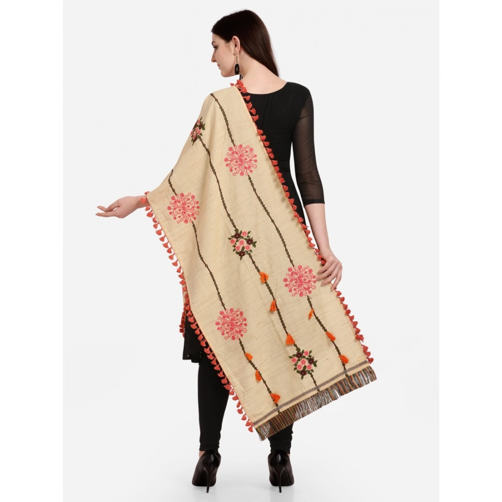 Generic Women's Cotton Embroidered Dupatta (Beige, Length: 1.5 to 2 Mtr) - Image 6