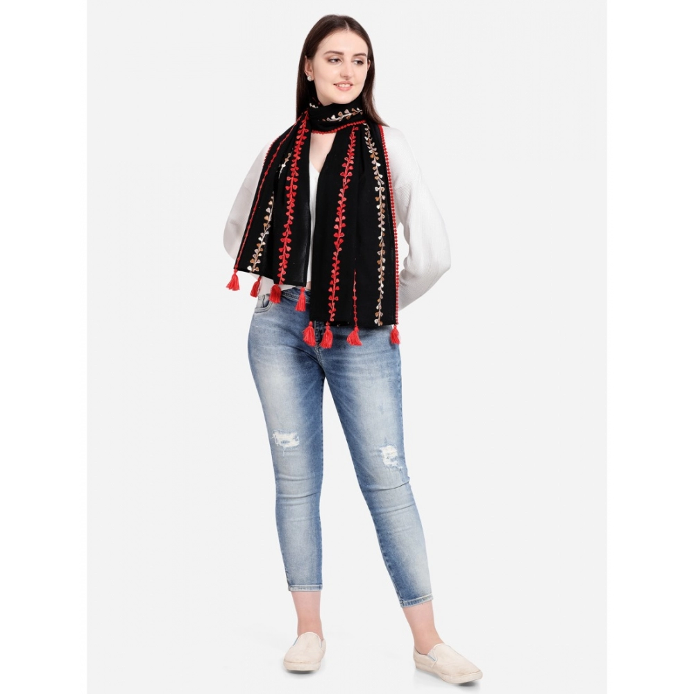 Generic Women's Cotton Opaque Stole (Black , Length: 1.5 to 2 Mtr) - Image 5