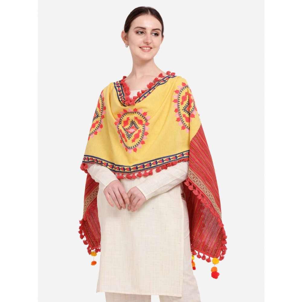 Generic Women's Cotton Embroidered Dupatta (Yellow, Length: 1.5 to 2 Mtr) - Image 2