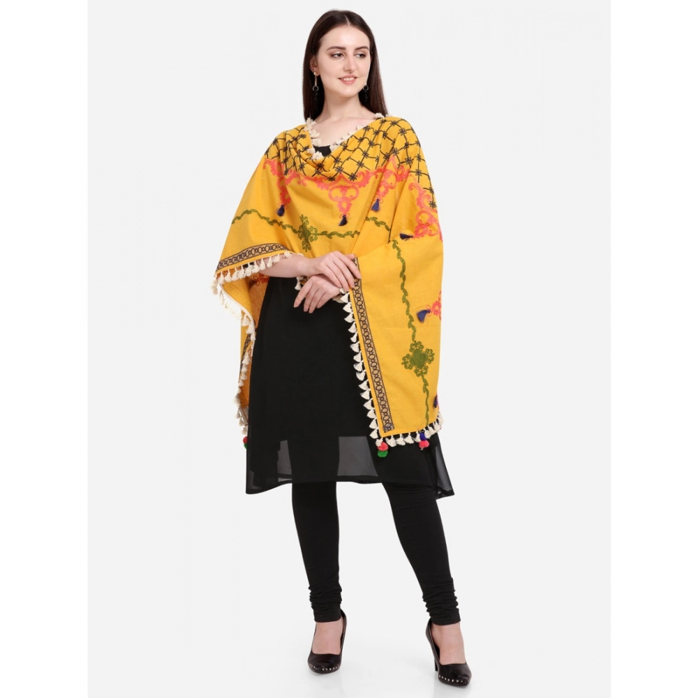 Generic Women's Cotton Embroidered Dupatta (Mustuard, Length: 1.5 to 2 Mtr) - Image 4