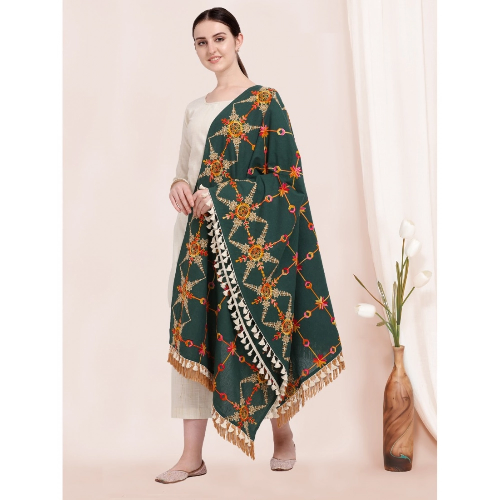 Generic Women's Cotton Embroidered Dupatta (Green, Length: 0.5 to 1 Mtr) - Image 4