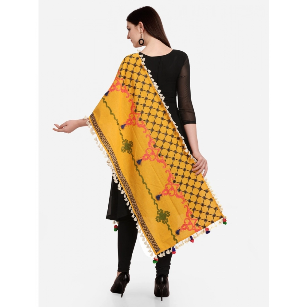 Generic Women's Cotton Embroidered Dupatta (Mustuard, Length: 1.5 to 2 Mtr) - Image 6