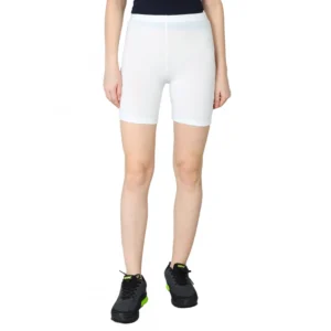 Generic Women's Cotton Blended Solid Above Knee Sports Shorts (Off_White)