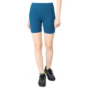 Generic Women's Cotton Blended Solid Above Knee Sports Shorts (Blue)