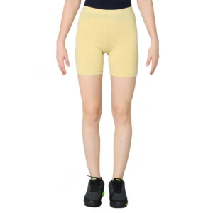 Generic Women's Cotton Blended Solid Above Knee Sports Shorts (Beige)