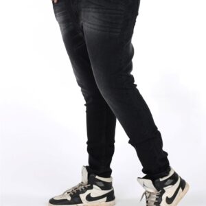 Generic Men's Cotton Blended Solid Plus Size Jeans (Black)