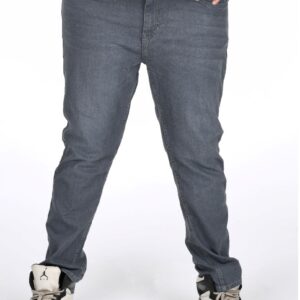 Generic Men's Cotton Blended Solid Plus Size Jeans (Grey)