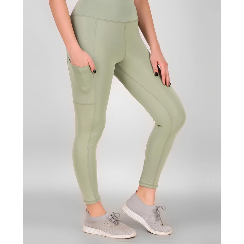 Generic Women's Polyester Solid Ankle length High Waisted Tights (Sea Green) - Image 4