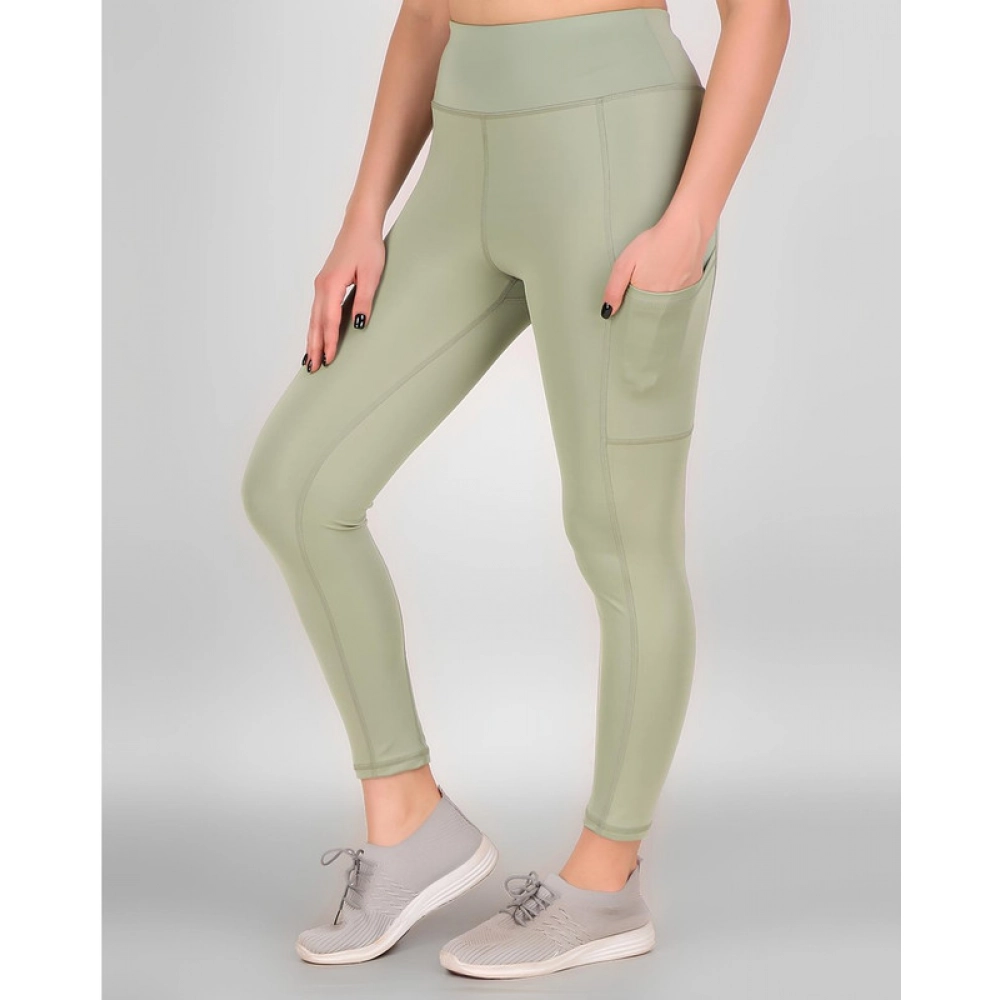 Generic Women's Polyester Solid Ankle length High Waisted Tights (Sea Green) - Image 3