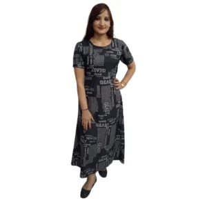 Generic Women's Casual Crepe Half Sleeves Dress (Black)