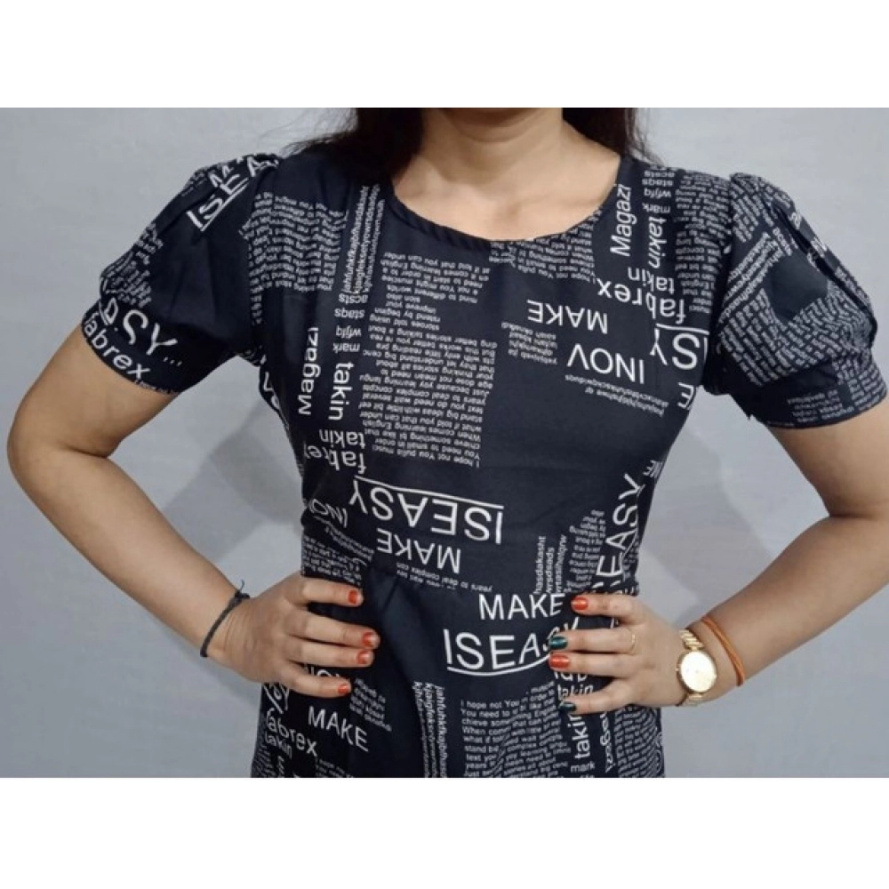 Generic Women's Casual Crepe Half Sleeves Dress (Black) - Image 4