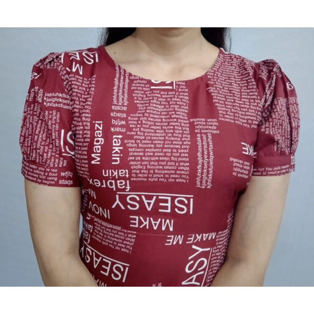 Generic Women's Casual Crepe Half Sleeves Dress (Maroon) - Image 4