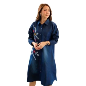 Generic Women's Casual Denim Full sleeve Dress (Blue)