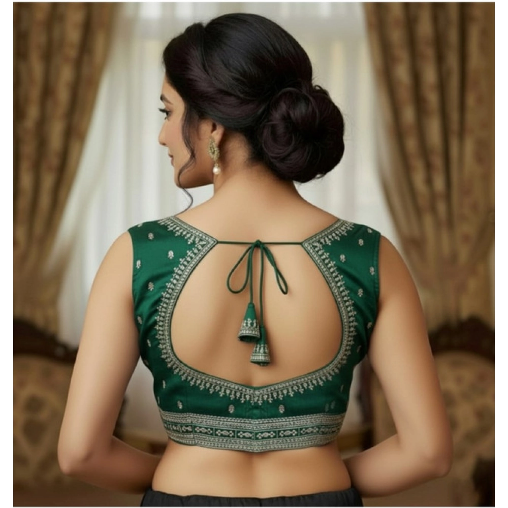 Generic Women's Zimmi Choo Sequin Work V-Neck Padded Blouse (Green 38 Ready (Self Alterable 36–40) - Image 2