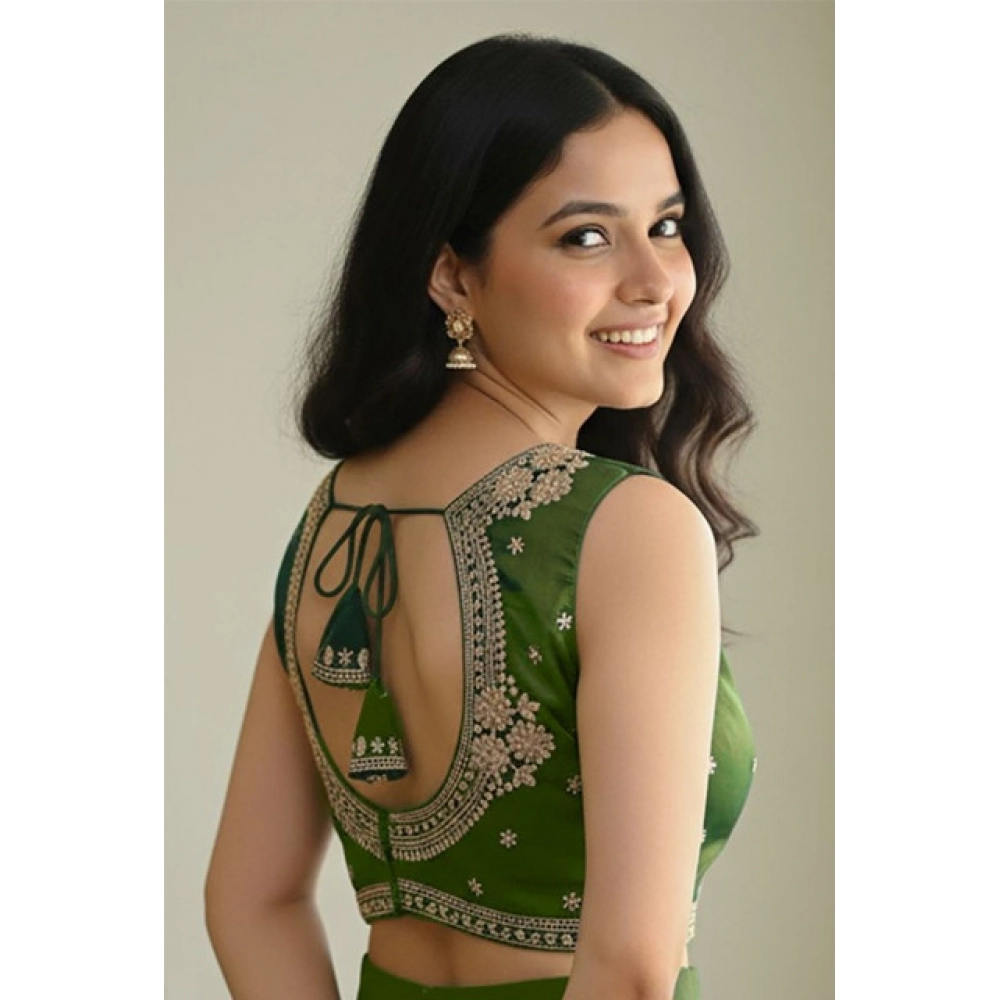 Generic Women's Zimmi Choo Embroidered V-Neck Padded Blouse (Light-Green 38 Ready (Self Alterable 36–40) - Image 2