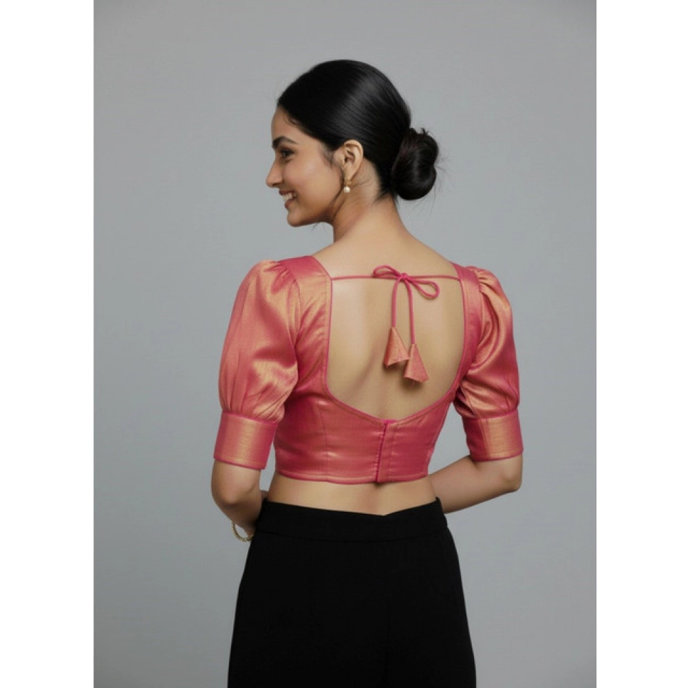 Generic Women's Erode Silk V Neck Padded Blouse (Pink, 38 Ready Size (Self-Alterable 36–40) - Image 4