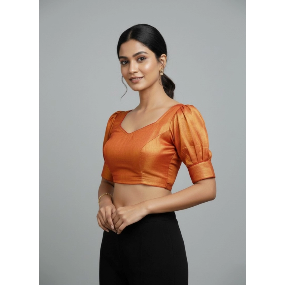 Generic Women's Erode Silk V Neck Padded Blouse (Red, 38 Ready Size (Self-Alterable 36–40) - Image 3