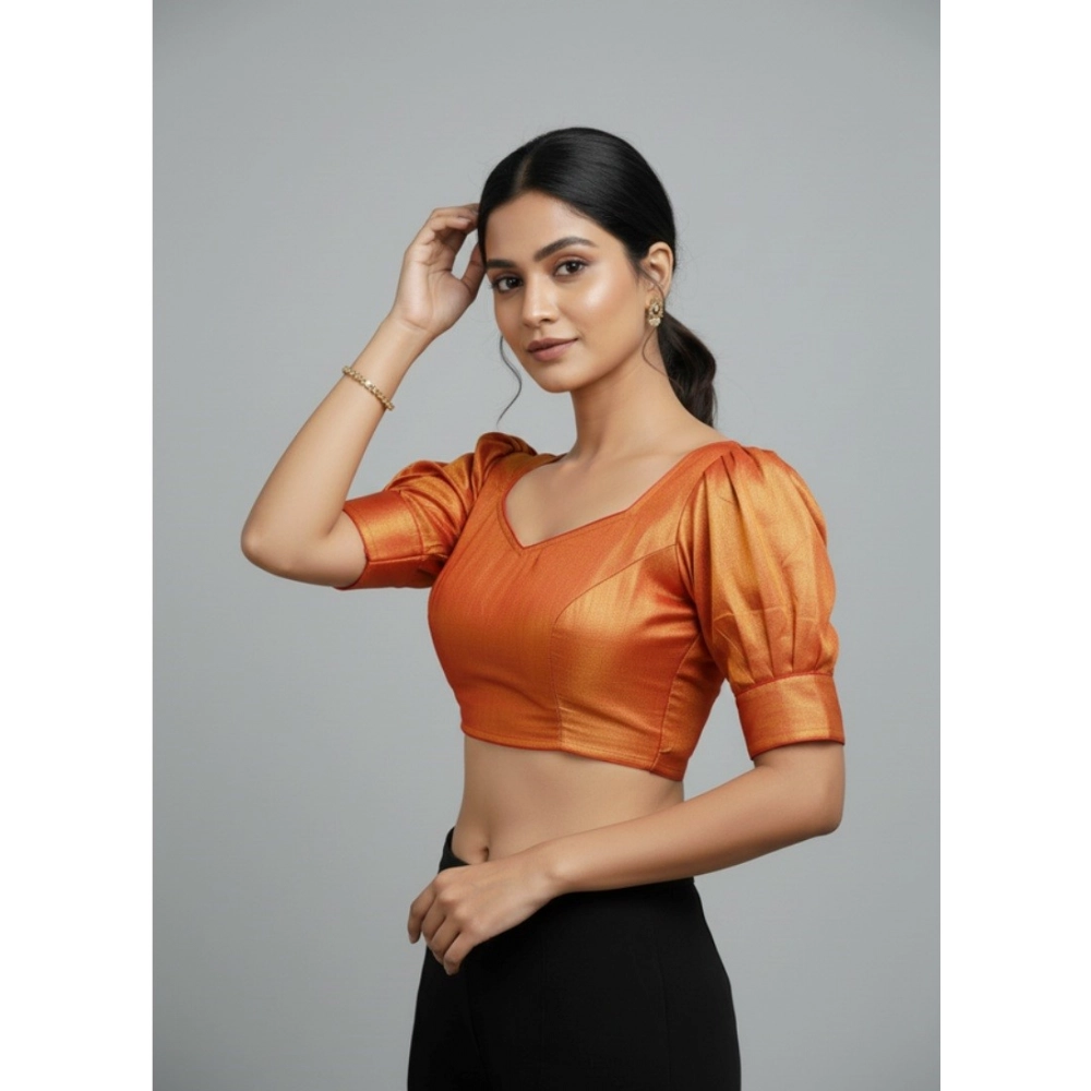 Generic Women's Erode Silk V Neck Padded Blouse (Red, 38 Ready Size (Self-Alterable 36–40) - Image 2