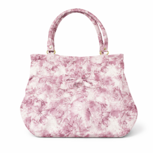 Pink Floral Print Handbag with Soft Padded Handles, Decorative Front Bow, and Gold Accent Hardware – Elegant Lightweight Tote for Everyday and Casual Use